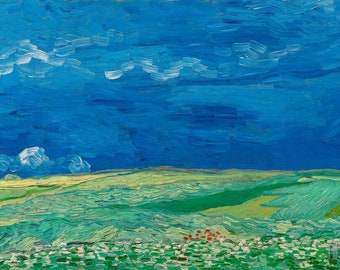 Vincent van Gogh : Champ de blé sous des nuages d'orage (1890) Impression giclée d'art murale sur toile tendue ou encadrée (D3060)