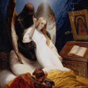 Horace Vernet : Angel of the Death (1851) Canvas Gallery Wrapped or Framed Giclee Wall Art Print Digitally Remastered (D6045)