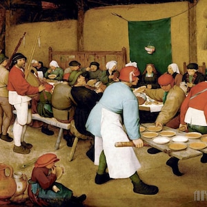 Pieter Bruegel the Elder : Peasant Wedding (1566-69) Canvas Gallery Wrapped or Framed Giclee Wall Art Print Digitally Remastered (D4060)