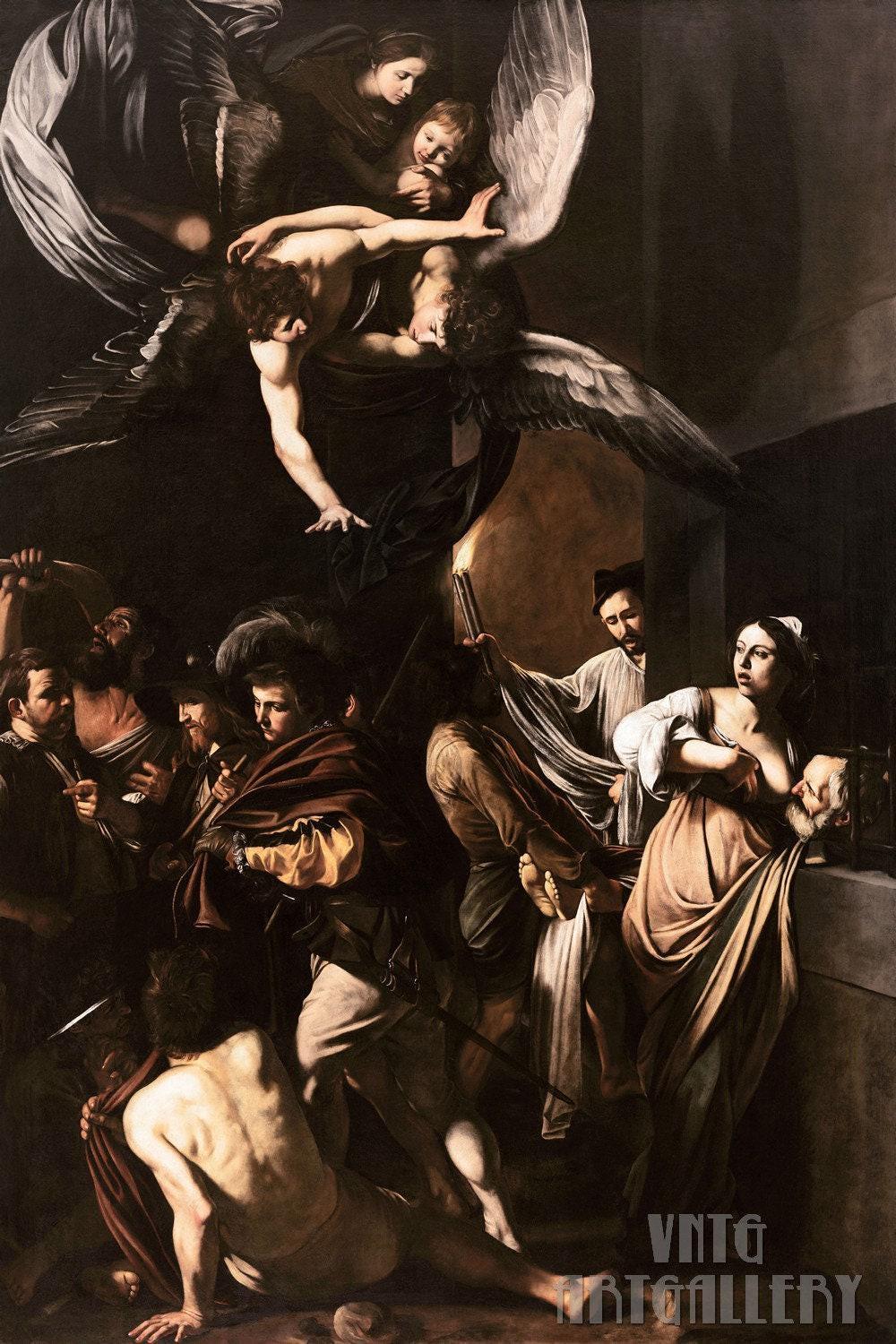 Caravaggio : The Seven Acts of Mercy (1607) Canvas Gallery Wrapped or Framed Giclee Wall Art Print Digitally Remastered (D6040)