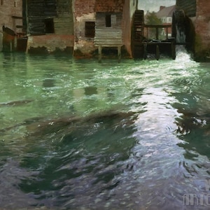 Frits Thaulow : Wassermühle (1892) Leinwand Gallerie gerahmt Giclee Wand Kunst Druck Digital Remastered (D4060)