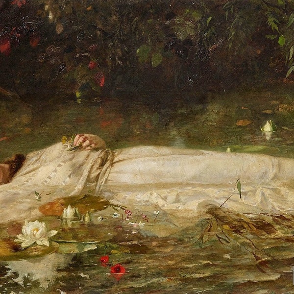 Friedrich Wilhelm Theodor Heyser : Ophelia (before 1921) Canvas Gallery Wrapped or Framed Giclee Wall Art Print (D3060)