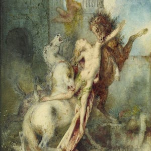 Gustave Moreau : Diomedes Devoured by Horses (1866) Canvas Gallery Wrapped or Framed Giclee Wall Art Print Digitally Remastered (D6050)