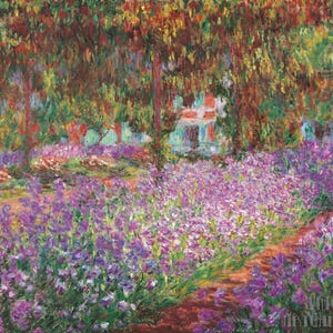Claude Monet: Giardino dell'artista a Giverny (1900) Stampa artistica su tela incorniciata o avvolta in una galleria d'arte Giclée, rimasterizzata digitalmente (D5060)