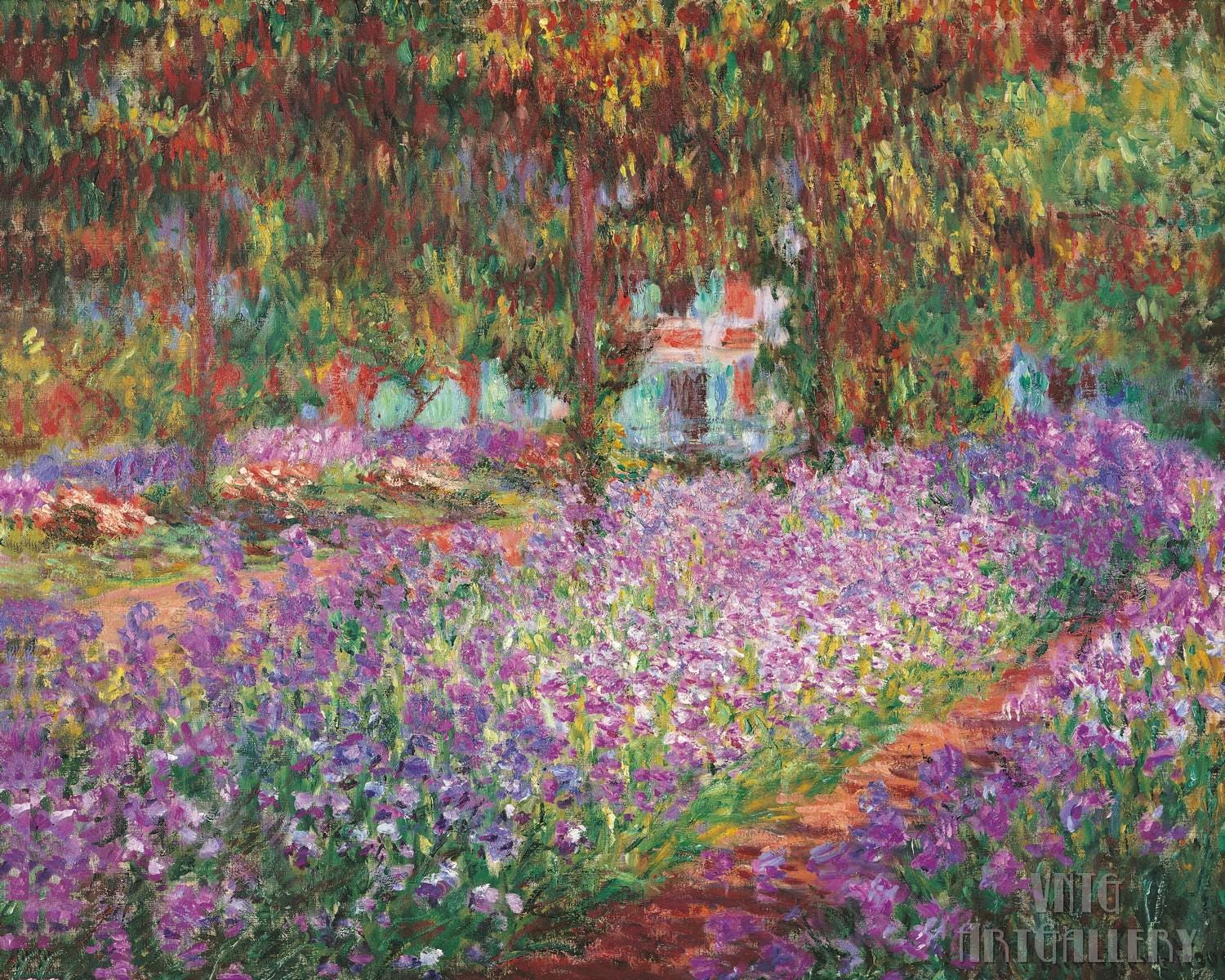 Claude Monet : Artist's Garden at Giverny (1900) Canvas Gallery Wrapped or Framed Giclee Wall Art Print Digitally Remastered (D5060)