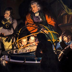 Joseph Wright di Derby: Un filosofo tiene una lezione sull'Orrery (c.1764) Stampa artistica da parete giclée su tela, incorniciata o avvolta (D4060)