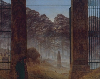 Caspar David Friedrich : The Cemetery (1825) Canvas Gallery Wrapped or Framed Giclee Wall Art Print Digitally Remastered (D6045)
