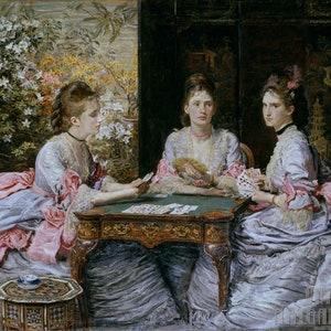 John Everett Millais : Hearts are Trumps (1872) Canvas Gallery Wrapped or Framed Giclée Wall Art Print Digitally Remastered (D4560)