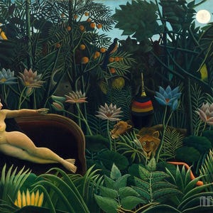 Henri Rousseau: Il sogno (1910) Stampa artistica su tela incorniciata o avvolta in una galleria d'arte Giclée, rimasterizzata digitalmente (D4060)