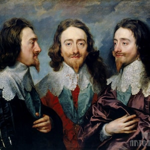 Anthony van Dyck: Carlo I in tre posizioni (1635–1636) Stampa artistica da parete giclée su tela, incorniciata o avvolta (D5060)