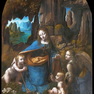 Leonardo da Vinci : The Virgin of the Rocks (1491) Canvas Gallery Wrapped or Framed Giclee Wall Art Print Digitally Remastered (D6040)