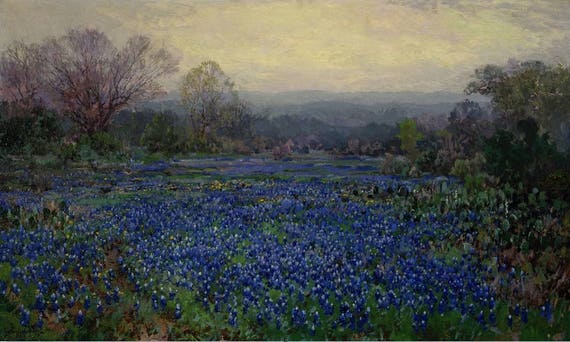 Julian Onderdonk Field Of Bluebonnets 1918 Canvas Gallery Etsy