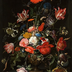 Abraham Mignon : Fleurs dans un vase en métal 1670 Impression giclée d'art murale sur toile tendue ou encadrée D6045 image 1