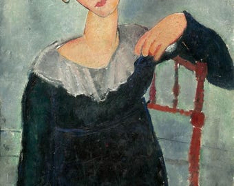 アメデオ・モディリアーニ 赤毛の女 1917年 美術館品質のロールド油絵