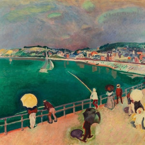 Raoul Dufy - La Baie de Sainte-Adresse Impresión de arte mural en lienzo envuelto o enmarcado remasterizado digitalmente (D5060)