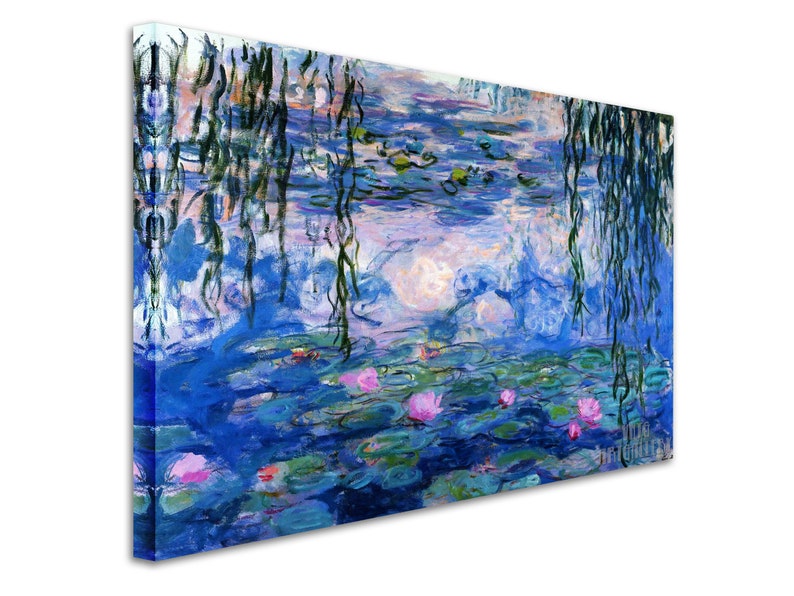 Claude Monet : Water Lilies Nympheas 1919 Canvas Gallery Wrapped or Framed Giclee Wall Art Print D5060 1 Panel Stretched Canvas