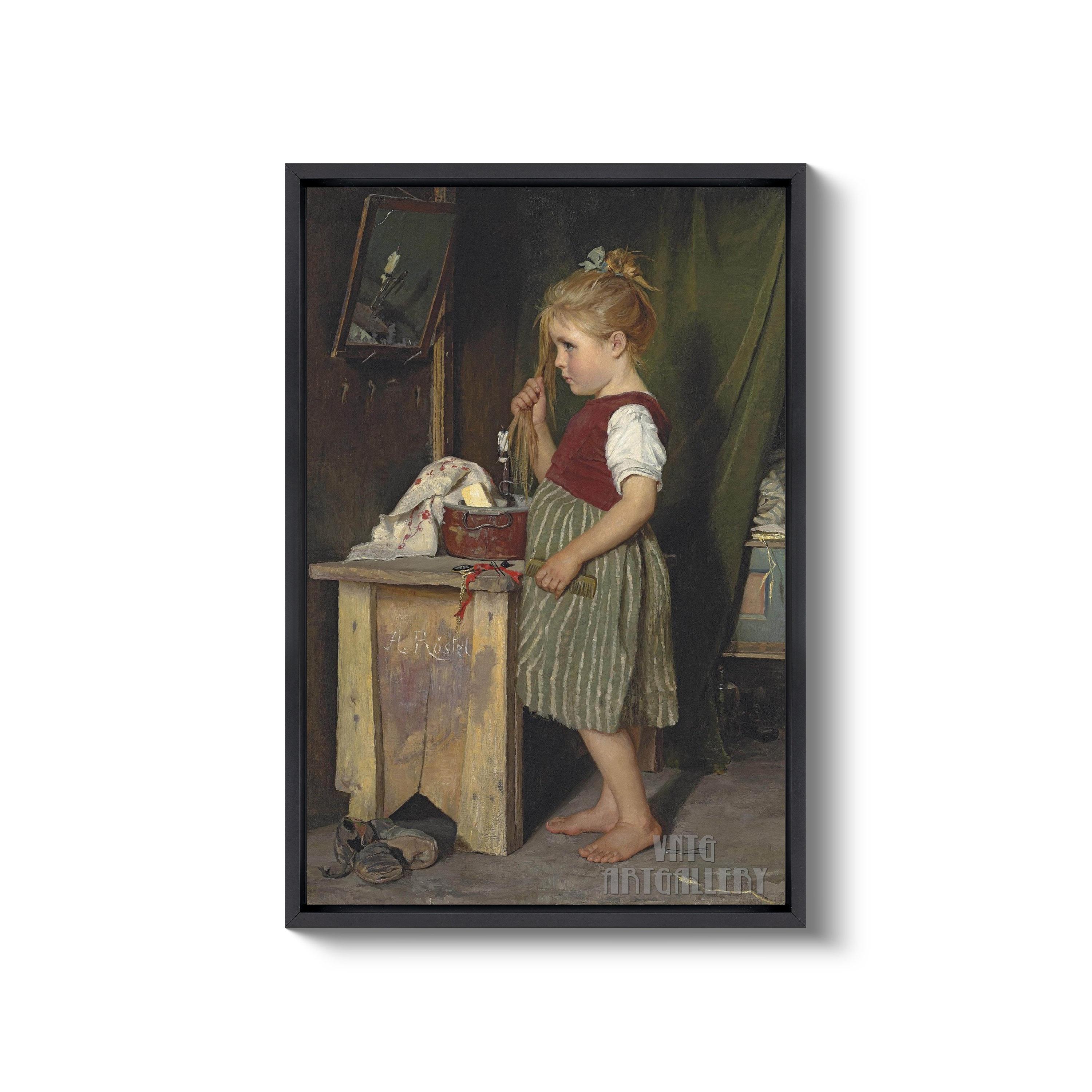 Agathe Röstel : the Little Beauty (19th Century) Canvas Gallery Wrapped ...