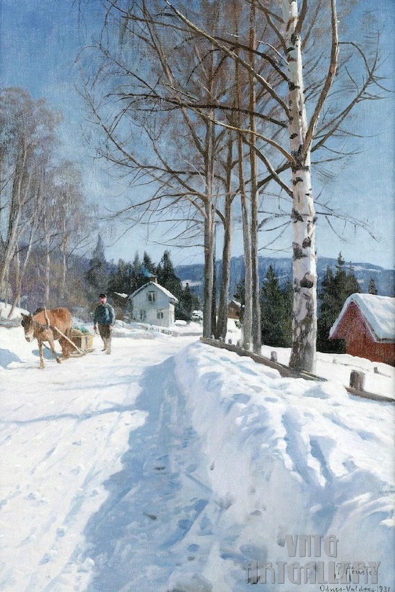 Peder Mørk Mønsted : Winter Landscape, Odnes-valdres (1931) Canvas