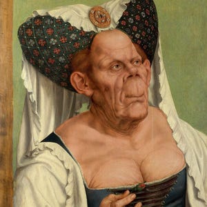 Quentin Matsys : A Grotesque Old Woman (1513) Canvas  Gallery Wrapped or Framed Giclee Wall Art Print Digitally Remastered (D6045)