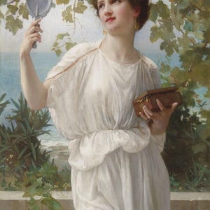 Guillaume Seignac: Ammirare la bellezza (XIX secolo) Stampa artistica su tela, giclée, rimasterizzata digitalmente (D6040)