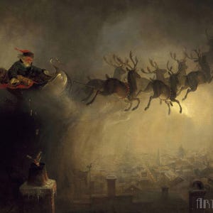 William Holbrook Beard: Papai Noel (1862) Canvas Gallery Wrapped ou Framed Giclee Wall Art Print Digitalmente Remasterizado (D4060)