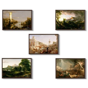 Thomas Cole : The Course of Empire (1836) - COMPLETE SET OF 5 Canvas Gallery Wrapped or Framed Giclee Wall Art Print