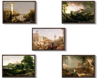 Thomas Cole : The Course of Empire (1836) - COMPLETE SET OF 5 Canvas Gallery Wrapped or Framed Giclee Wall Art Print