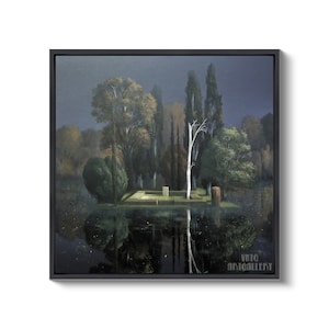 Arnold Bocklin : Tombstone 1880 Canvas Gallery Wrapped or Framed Giclee Wall Art Print D50 Black Floating Frame Canvas