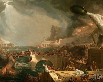 Thomas Cole : The Course of Empire - Destruction (1836) Canvas Gallery Wrapped or Framed Giclee Wall Art Print Digitally Remastered (D3560)