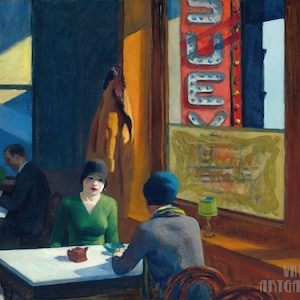 Edward Hopper : Chop Suey (1929)  Canvas Gallery Wrapped or Framed Giclee Wall Art Print Digitally Remastered (D5060)