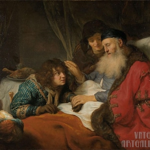 Govert Flinck : Isaac Blessing Jacob (c1638) Canvas Gallery Wrapped or Framed Giclee Wall Art Print Digitally Remastered (D5060)