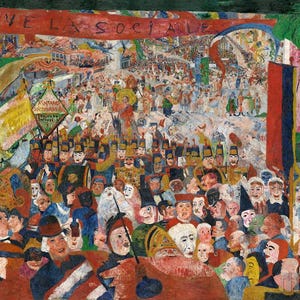 James Ensor: L'ingresso di Cristo a Bruxelles nel 1889 (1888) Galleria su tela Stampa artistica su parete avvolta o incorniciata (D3560)