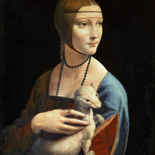 Leonardo da Vinci : Lady with an Ermine (1489) Canvas Gallery Wrapped or Framed Giclee Wall Art Print (D6045)