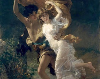 Pierre Auguste Cot : The Storm (1880) Canvas Gallery Wrapped or Framed Giclee Wall Art Print Digitally Remastered (D6040)