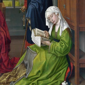 Rogier van der Weyden: La Maddalena che legge (1438) Stampa artistica su tela incorniciata o avvolta in una galleria, rimasterizzata digitalmente (D6050)