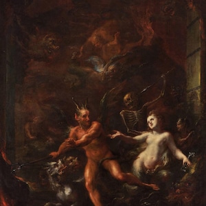 Giacomo del Pò - Porte dell'Inferno (1703-08) Stampa artistica su tela, incorniciata o avvolta in una galleria, rimasterizzata digitalmente (D6050)