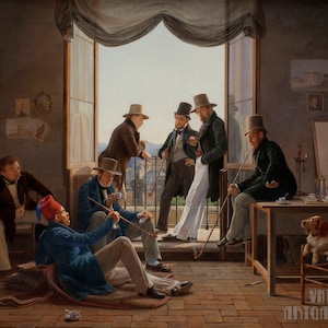 Constantin Hansen : A Group of Danish Artists in Rome (1837) Canvas Gallery Wrapped or Framed Giclee Wall Art Print (D5060)