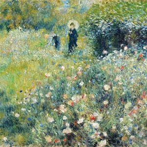 Pierre-Auguste Renoir : Woman with a Parasol in a Garden (1875)  Canvas Gallery Wrapped or Framed Giclee Wall Art Print (D5060)