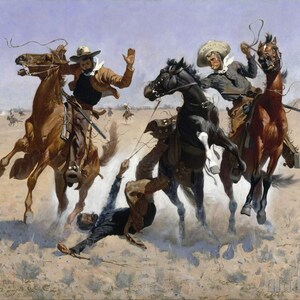 Frederic Remington: Ayudando a un camarada (1890). Impresión giclée sobre lienzo, enmarcada o enmarcada, remasterizada digitalmente (D4560). imagen 1
