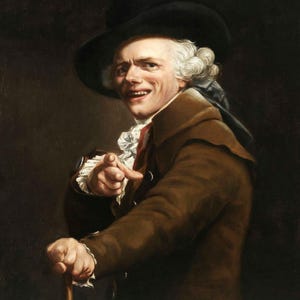 Joseph Ducreux : Portrait de l&#39;artiste sous les traits d&#39;un moqueur (1793)  Canvas Gallery Wrapped or Framed Giclee Wall Art Print (D6050)