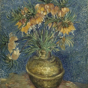 Vincent van Gogh : Imperial Fritillaries in a Copper Vase (1887) Canvas Gallery Wrapped or Framed Giclee Wall Art Print (D6050)