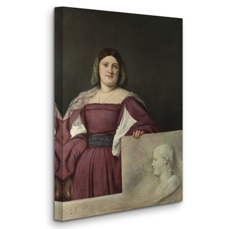 La Schiavona Titian : Portrait of a Lady 1510 D6050 Canvas Gallery Wrapped Giclee Wall Art Print