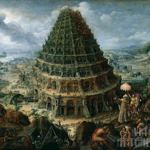 Marten van Valckenborch the Elder : The Tower of Babel (1595) Canvas Gallery Wrapped or Framed Giclée Wall Art Print (D4560)