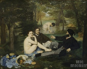 Édouard Manet : Luncheon on the Grass (1863) Canvas Gallery Wrapped Giclee Wall Art Print (D4560)