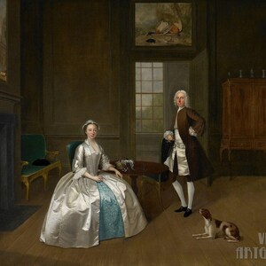 Arthur Devis : Mr and Mrs Atherton (1743) Canvas Gallery Wrapped or Framed Giclee Wall Art Print Digitally Remastered (D4560)