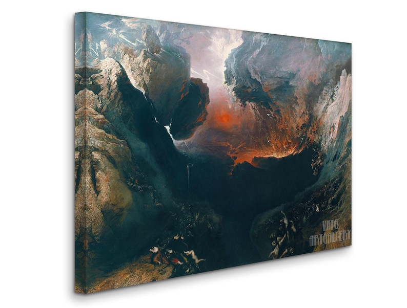 John Martin : The Great Day of His Wrath (1851) 60x40 Stretched Canvas