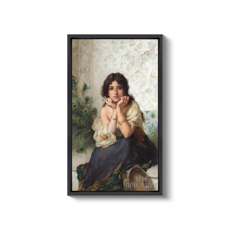 Gaetano De Martini the Tambourine Girl 1899 Canvas Gallery Etsy