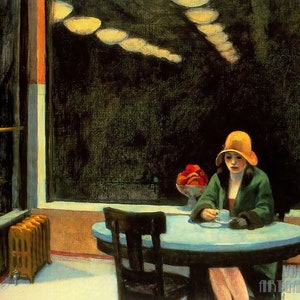 Edward Hopper: Automat (1927) Stampa artistica da parete Giclée su tela, incorniciata o avvolta in una galleria, rimasterizzata digitalmente (D5060)
