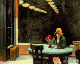 Edward Hopper : Automat (1927) Canvas Gallery Wrapped or Framed Giclee Wall Art Print Digitally Remastered (D5060)