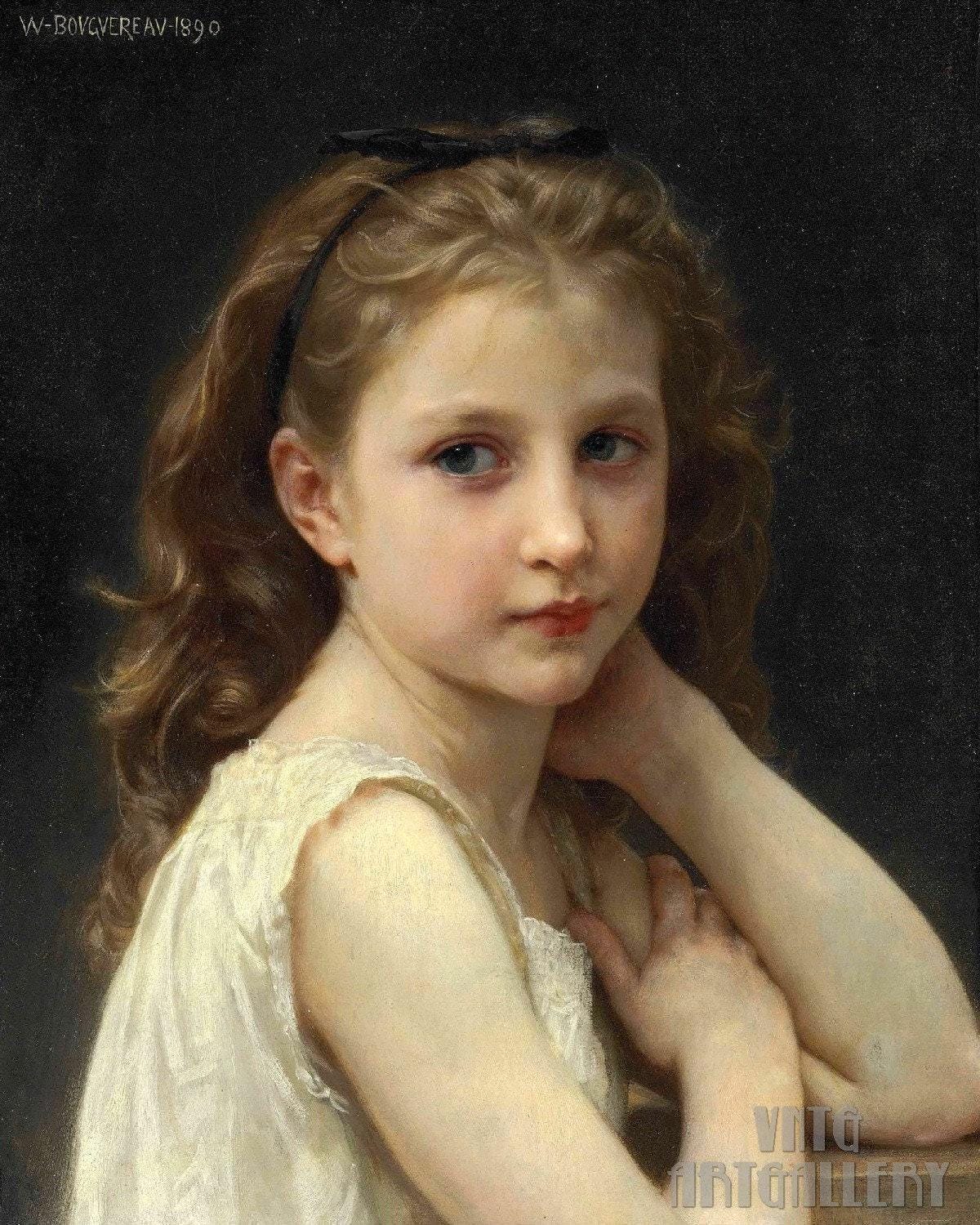 ウィリアム・アドルフ・ブグロー：少女の頭部（1890年）キャンバス